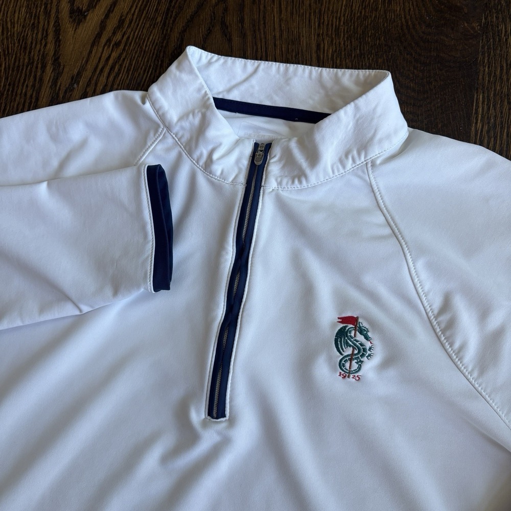 Peter Millar MPCC Monterey Peninsula CC Womens Large White 1/4 Zip Golf Pullover
